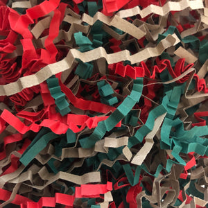 ShredAstic®️ Kraft, Red & Spruce Green ZigZag Crinkle Paper Mix