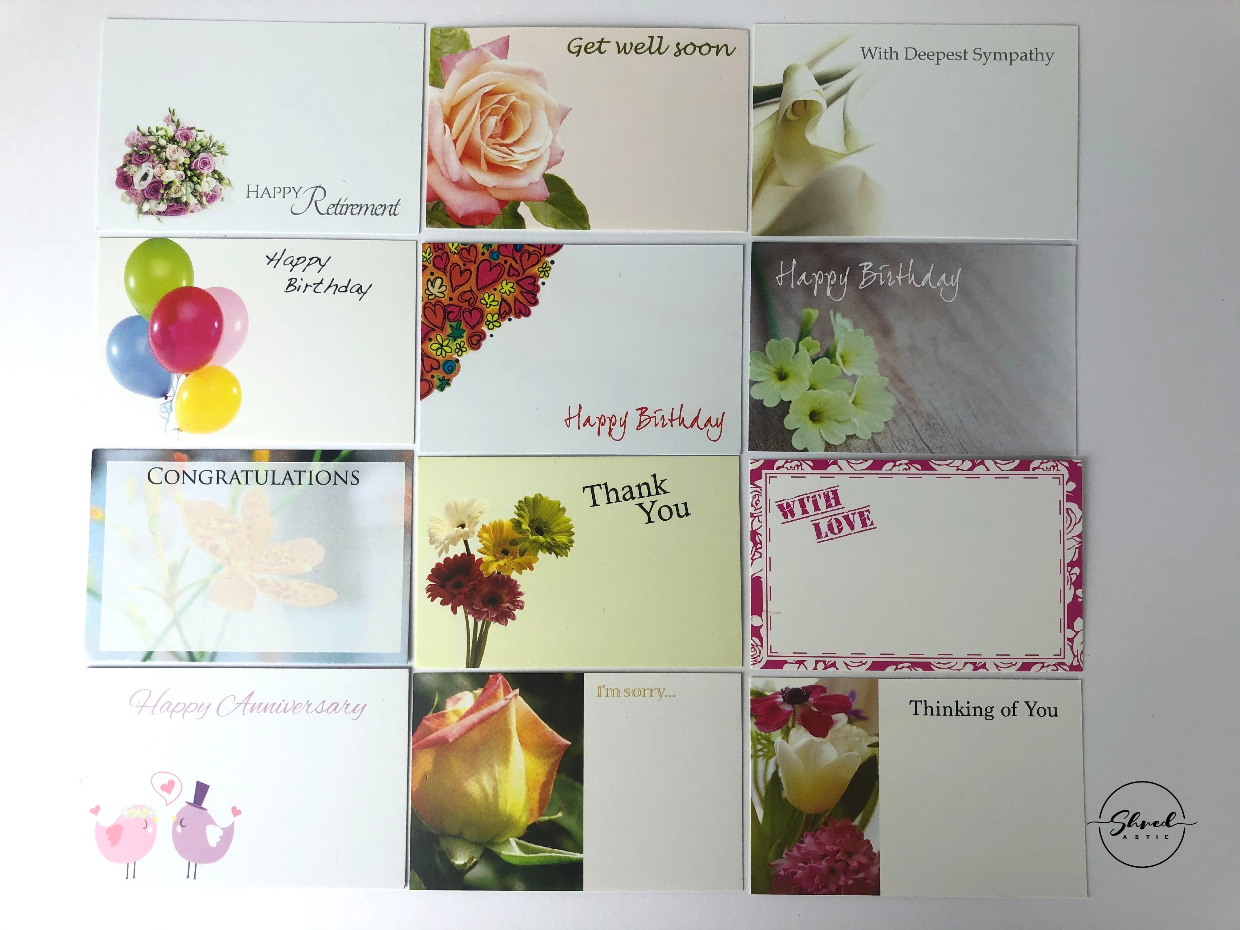 Occasions (Pack of 12) Florist message Cards 6 x 9cm