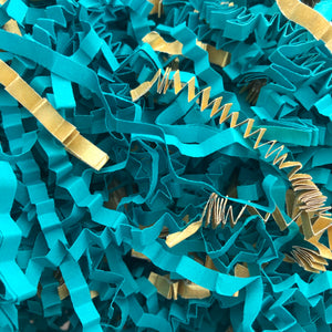 ShredAstic®️ Bespoke Turquoise & Gold ZigZag Crinkle Paper Mix