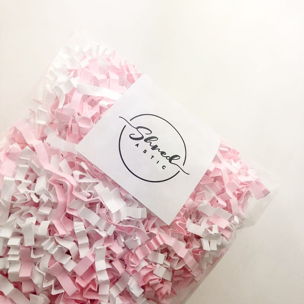 ShredAstic®️ White & Pink ZigZag Crinkle Paper Mix