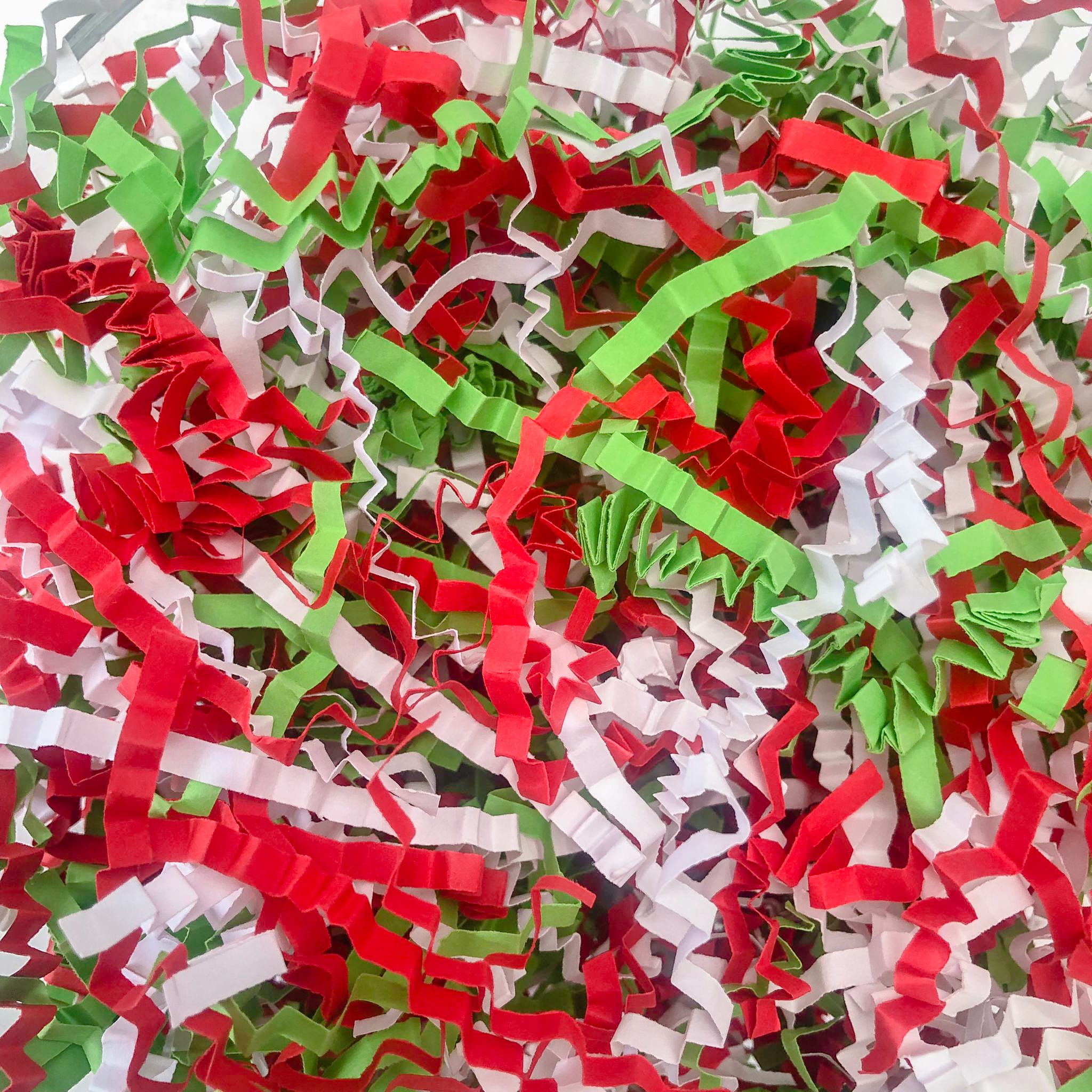 ShredAstic®️ Red, White, Green Xmas ZigZag Crinkle Paper Mix