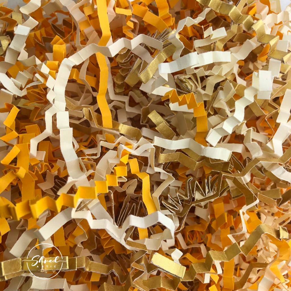 ShredAstic®️ Ochre, Gold & Ivory ZigZag Crinkle Paper Mix