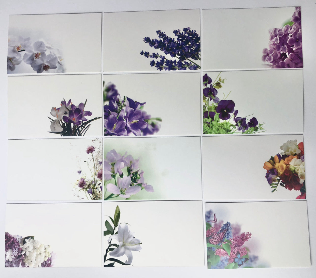 Purples & Lilacs (Pack of 12) Floristry message Cards small 6 x 9cm