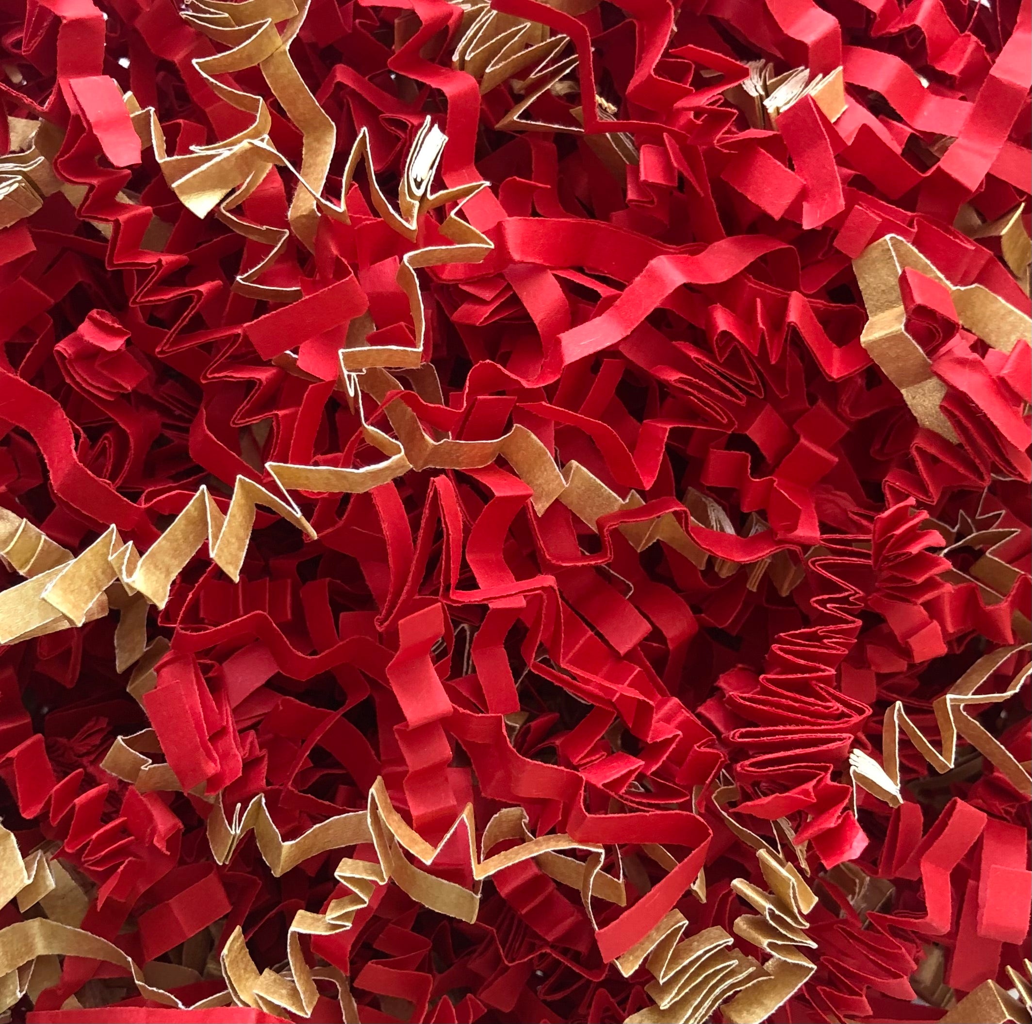 ShredAstic®️ Gold & Red ZigZag Crinkle  shredded paper mix