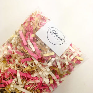 ShredAstic®️ Candy Pink, Gold & Ivory ZigZag Crinkle Paper Mix