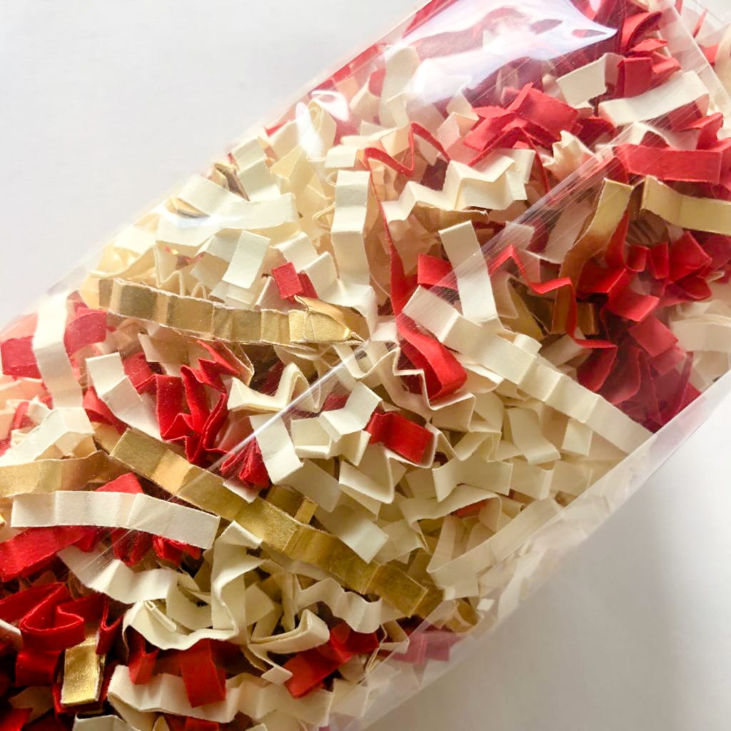 ShredAstic®️ Red, Gold & Ivory ZigZag Crinkle Paper Mix