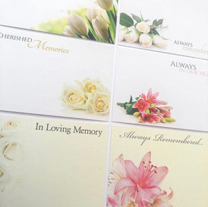 Pack 9 Funeral (Pack of 9) K set Florist Message Cards with cello bags small 6 x 9cm