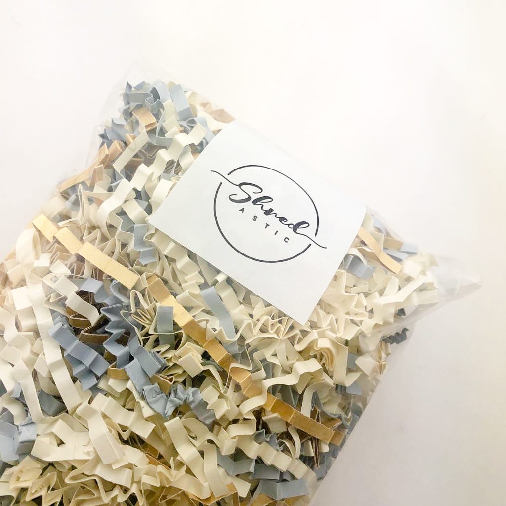 ShredAstic®️ Dove Grey, Gold & Ivory ZigZag Crinkle Paper Mix