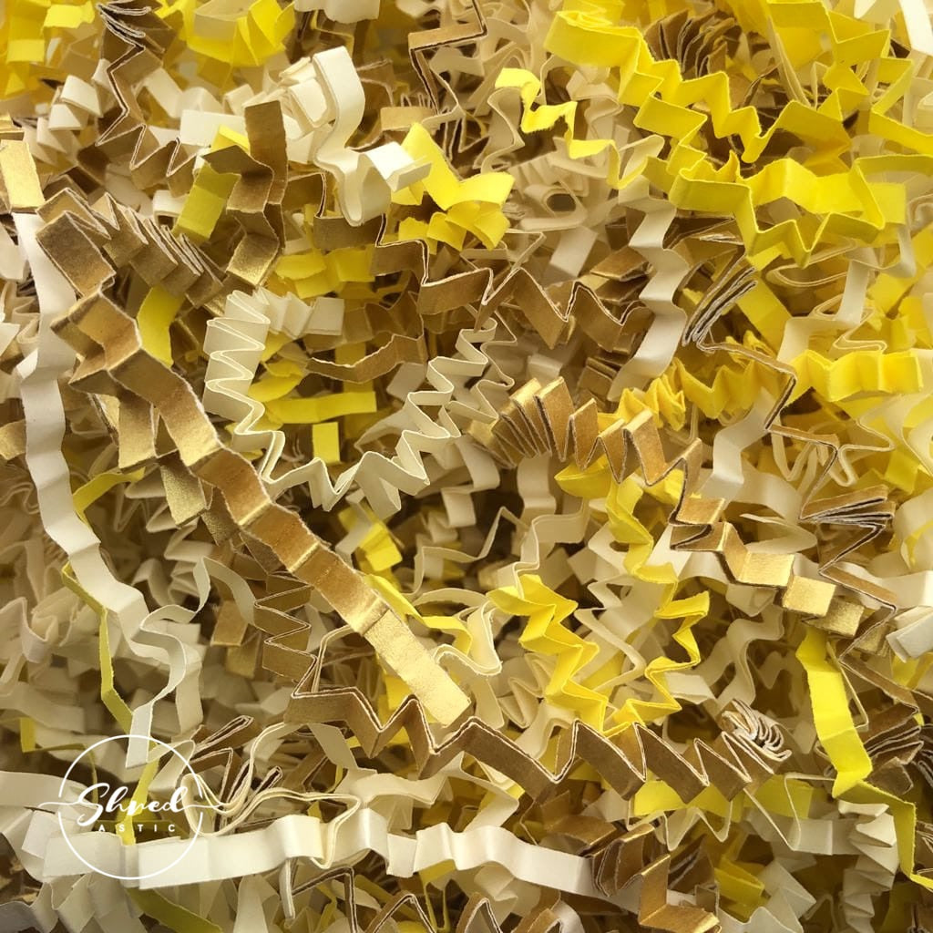 ShredAstic®️ Yellow, Gold & Ivory ZigZag Crinkle Paper Mix