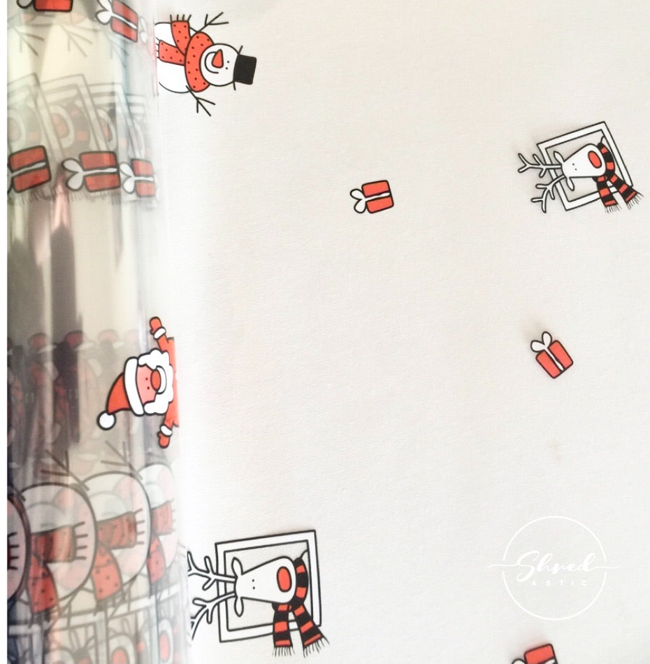 Santa Snowman Reindeer Cellophane/ 3 metres red curling ribbon hamper wrap
