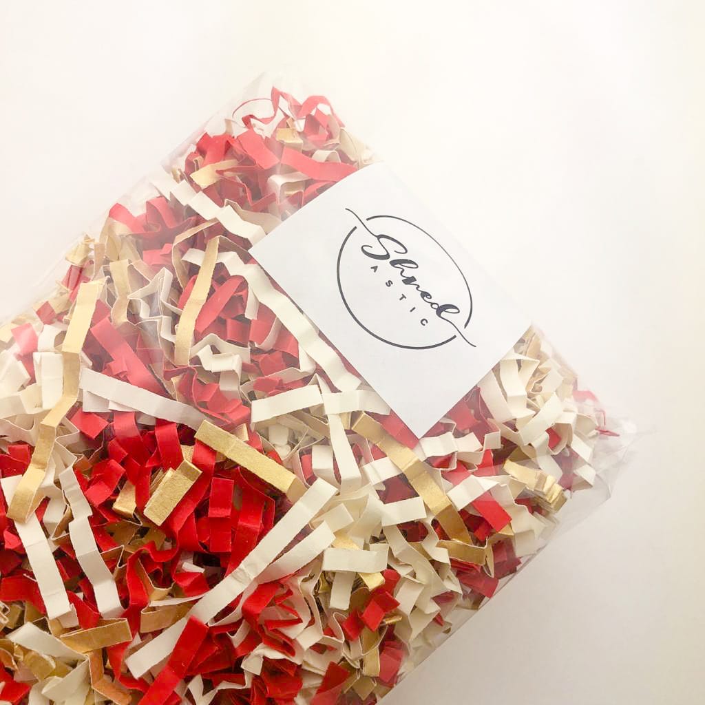 ShredAstic®️ Red, Gold & Ivory ZigZag Crinkle Paper Mix