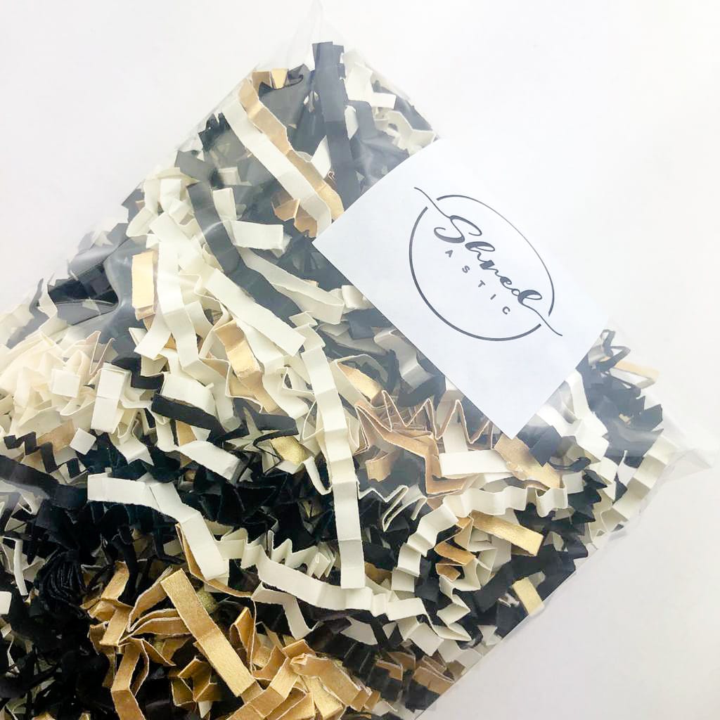 ShredAstic®️ Black, Gold & Ivory ZigZag Crinkle Paper Mix