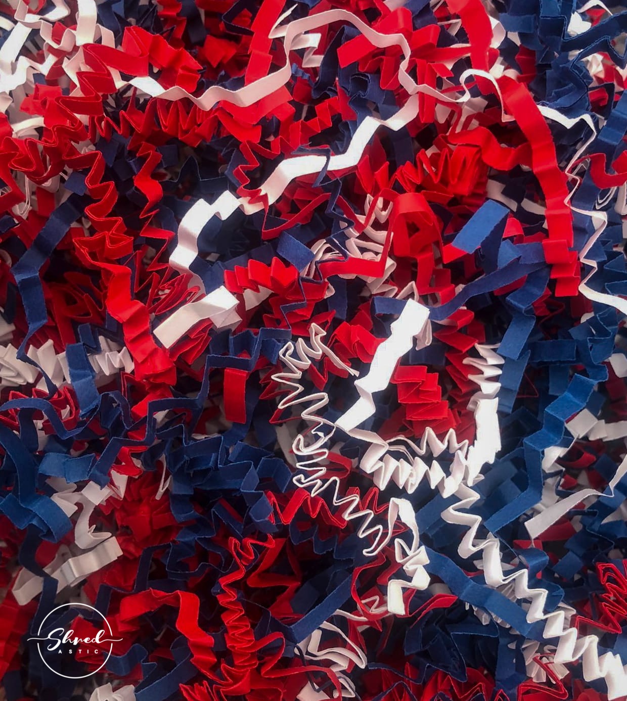 ShredAstic®️ red white blue ZigZag Crinkle Paper Mix