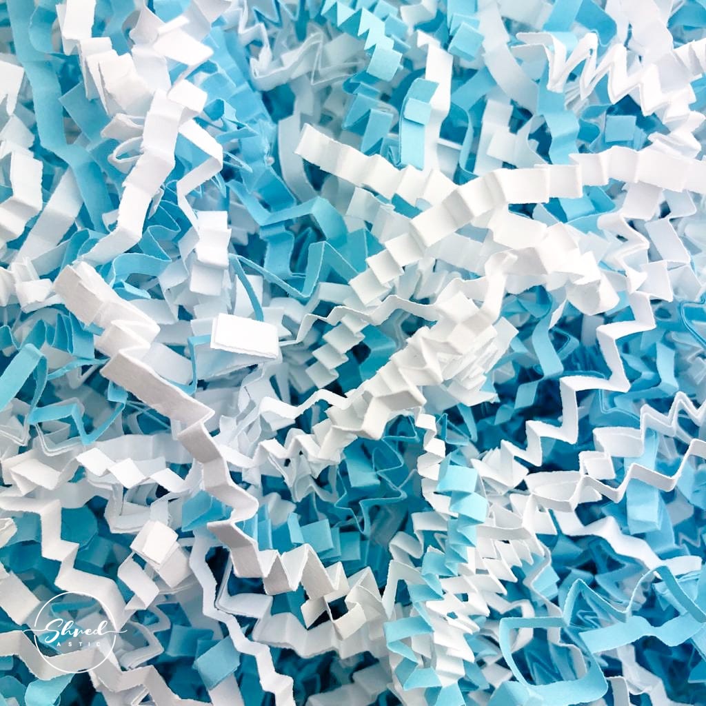 ShredAstic®️ Pale Blue & White ZigZag Paper Mix