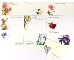 Deepest Sympathy Funeral (Pack of 10) Floristry Cards small 6 x 9cm with clear cello envelopes