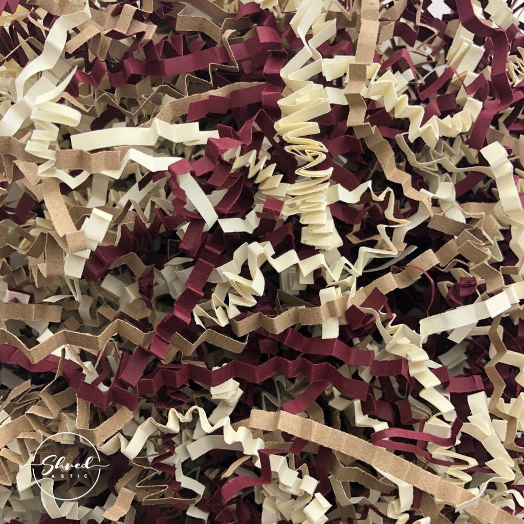 ShredAstic®️ Gold, Ivory & Burgundy ZigZag Crinkle Paper Mix