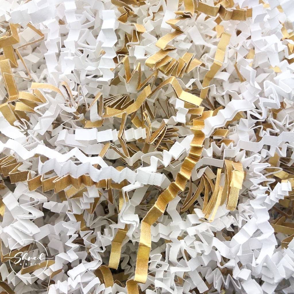 ShredAstic®️ Warm White & Gold ZigZag Crinkle Paper Mix
