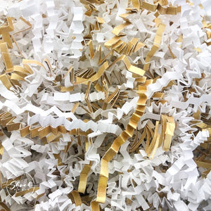 ShredAstic®️ Warm White & Gold ZigZag Crinkle Paper Mix