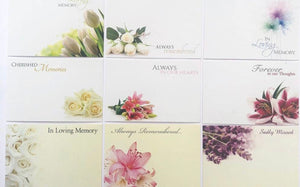 Pack 9 Funeral (Pack of 9) K set Florist Message Cards with cello bags small 6 x 9cm