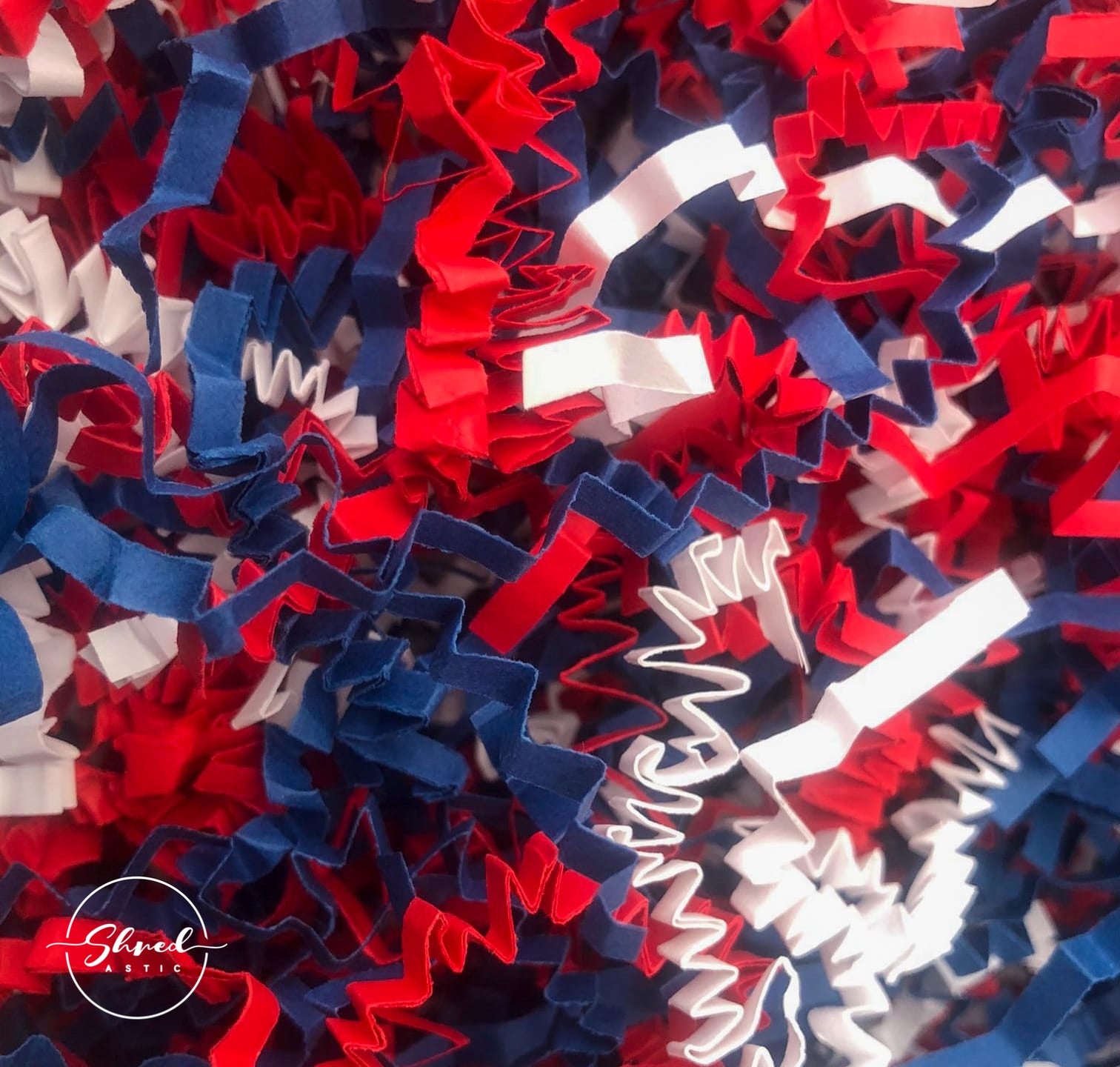 ShredAstic®️ red white blue ZigZag Crinkle Paper Mix