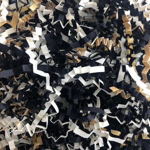 ShredAstic®️ Black, Gold & Ivory ZigZag Crinkle Paper Mix